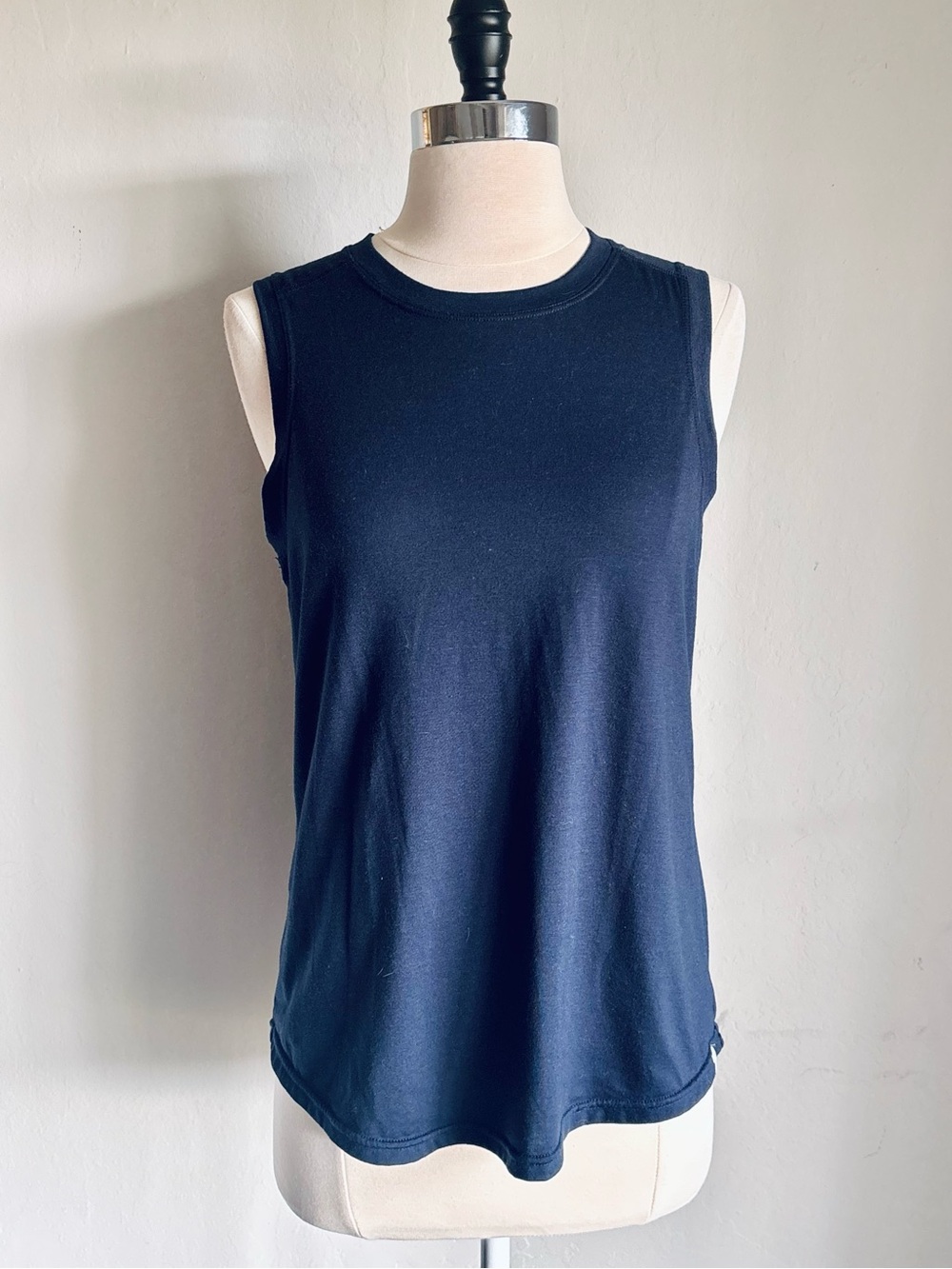 Ministry of Supply Composite  Merino Active Crewneck Tank Top, Navy, Sz S